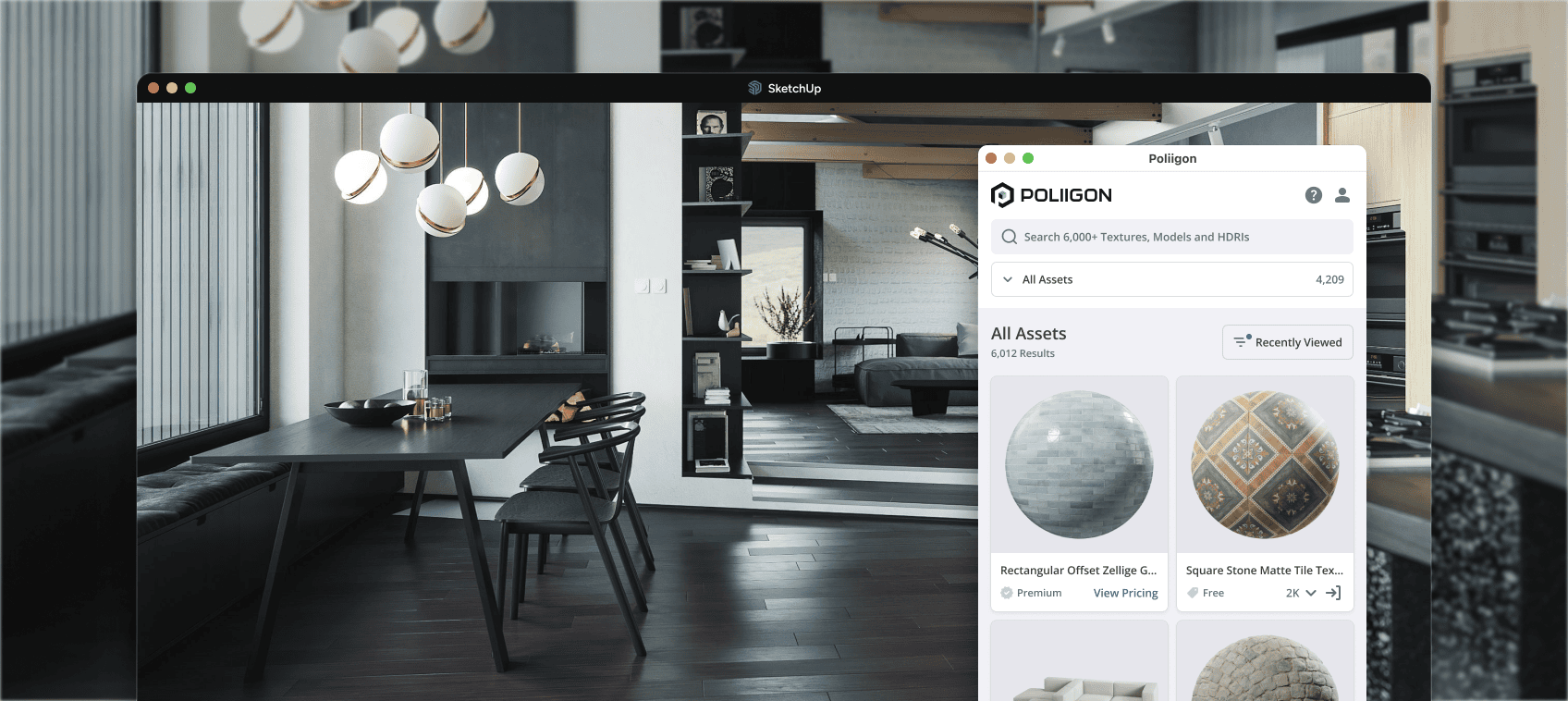 Poliigon SketchUp 扩展程序运行演示